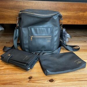 FAWN Design Dark Gray Faux Leather Diaper Bag